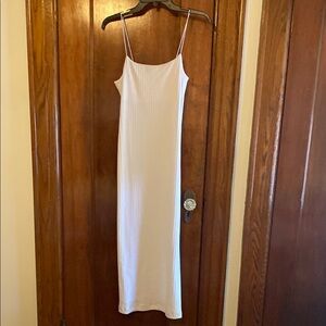 Elegant White Ribbed Spaghetti strap Zara Maxi Dress
